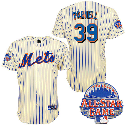 Bobby Parnell #39 MLB Jersey-New York Mets Men's Authentic All Star White Baseball Jersey